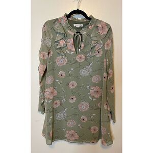 🔴 Loveriche green and pink floral peasant cottage core dress S NWT